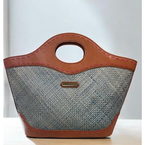 Isabella Fiore Large Raffia Floral Beaded Applique Tote Bag - Picture 2 of 12